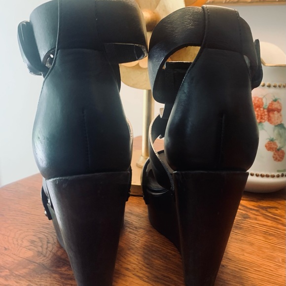 AllSaints Rotchko Wedge Sandals in Black Leather - Picture 6 of 11